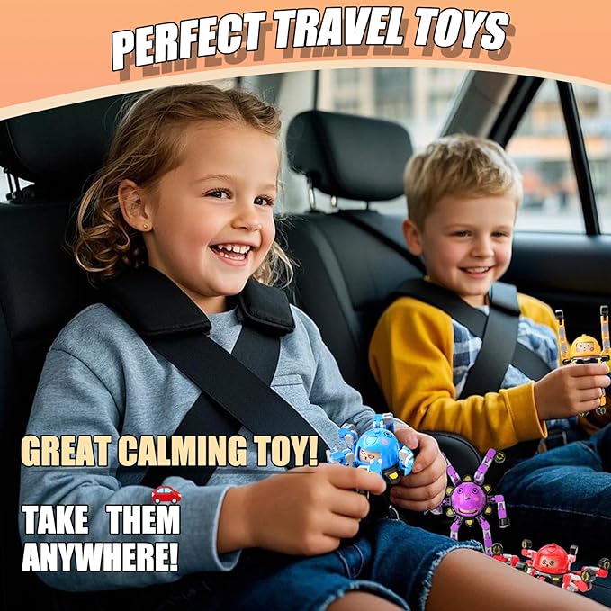 12Pcs Transformable Fidget Spinners for Kids Fidget Toys Teens Adults Sensory Toys with Autism ADHD Stocking Stuffers Bulk Gifts for Boys Girls Party Favors Travel Activities