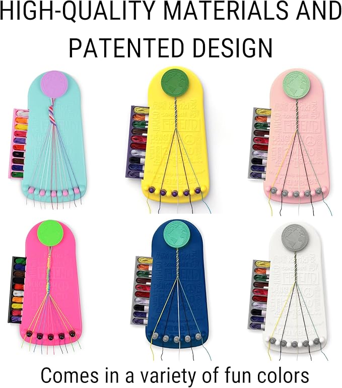 Choose Friendship Bracelet Making Kit – 20 Pre-Cut Threads, Portable Loom with Storage, Makes 8 Bracelets, Craft Gift for Kids Ages 8+, Dark Blue “Blueberry”