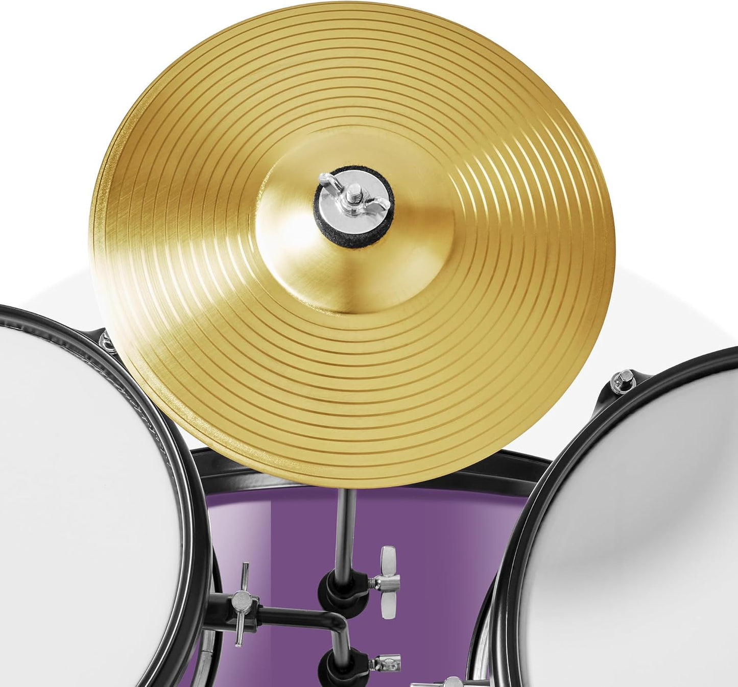 Gammon 3-Piece Junior Drum Set with Throne - Purple, Complete Beginner Kit with Bass Drum, Toms, Cymbal, Pedal, and Drumsticks