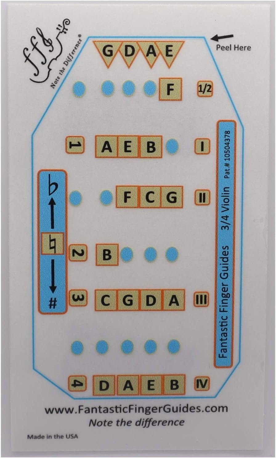 Fantastic Finger Guide for Violins Kids/Adult Beginner | Stringed Musical Instruments | Fingerboard and Fretboard Stickers for Learning All Notes | Play or Fiddle (3/4)