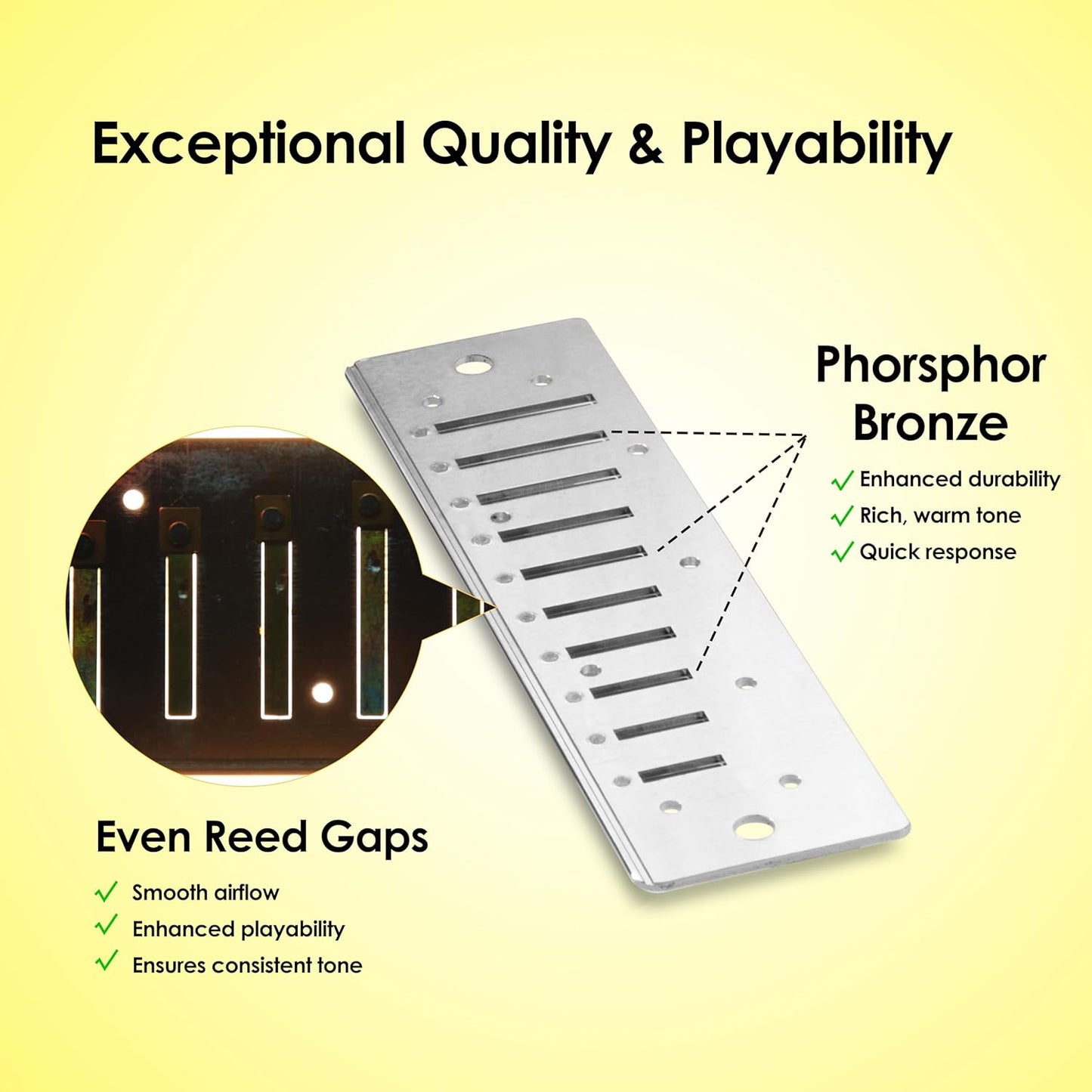 Diatonic Harmonica of B Key,Blues Mouth Organ 10 Holes 20 Tones, Reed of Phosphor Bronze, ABS Combo, Easy-Clean Cover,10 Holes Blues Harp for Adult, Beginner