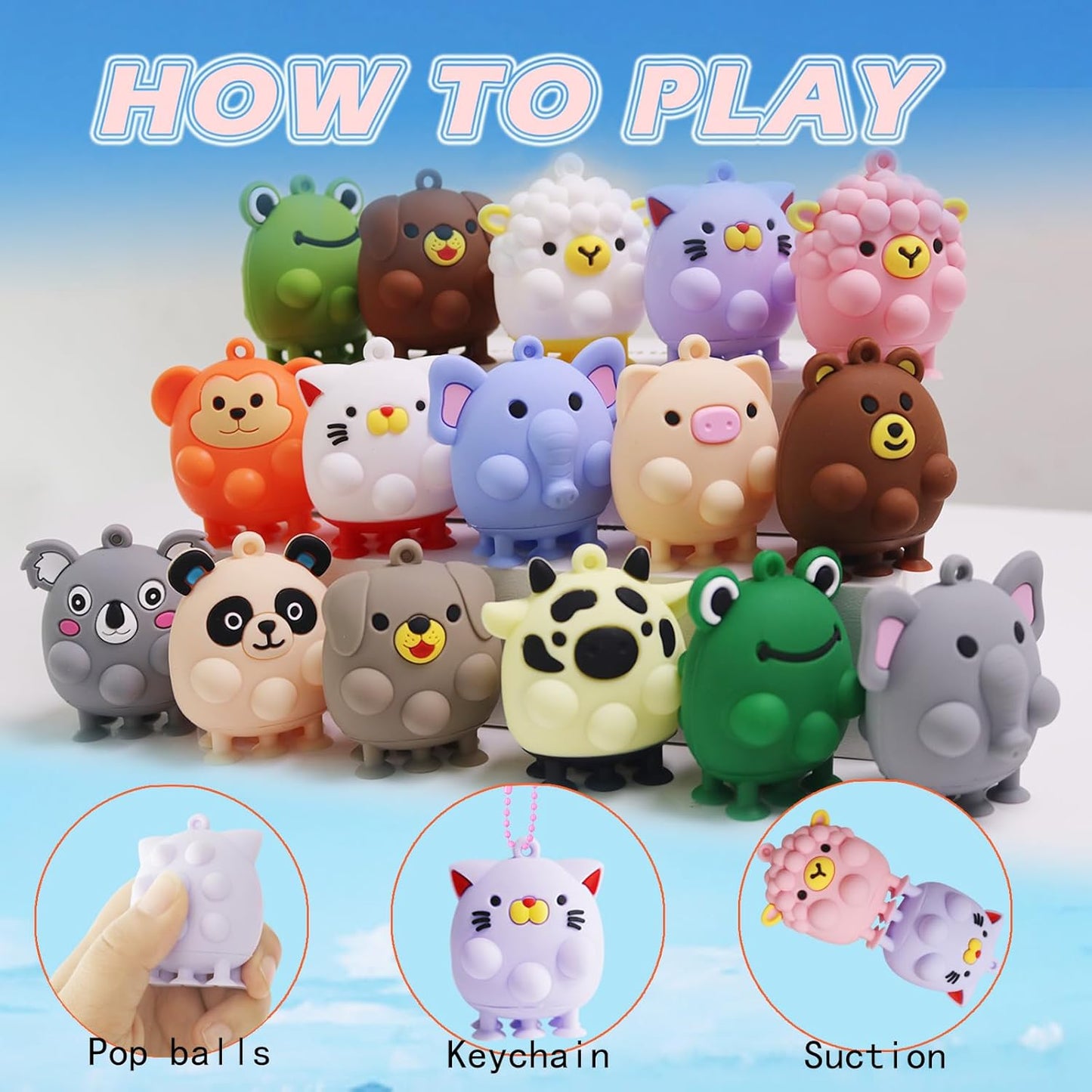 24 Pack Animal Pop Party Favors for Kids,3D Pop Animals Fidget Toys,Birthday Party Favors,Goodie Bag Stuffers,Bath Suction Toys,Treasure Box Toys,Kids Prizes