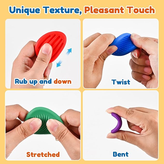 GOLDGE 24-Pack Sensory Fidget Stones for Kids - Soft Textured Worry Stones for Autism, Anxiety Relief, and Stress Calming - Perfect for Students and Small Prizes