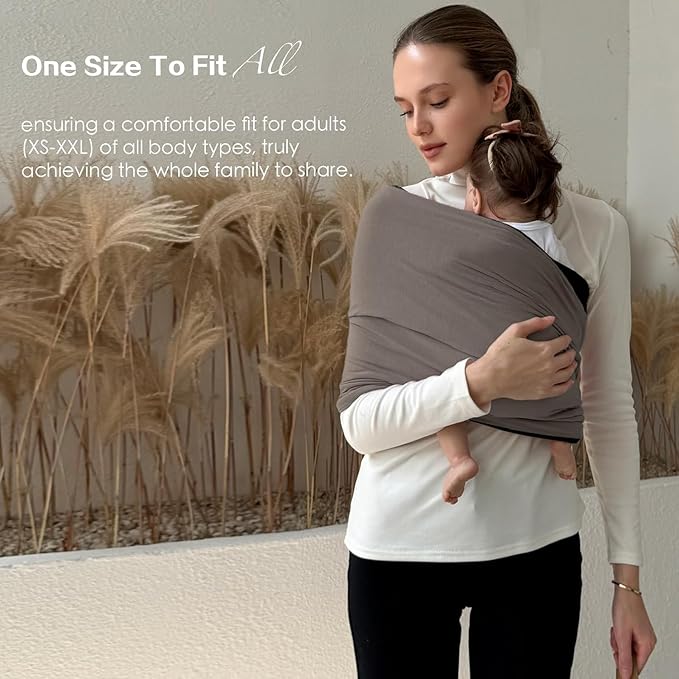 Baby Wraps Carrier, Baby Carrier Wrap Baby Wearing Wrap Newborn Wrap Carrier(7-30lbs), Baby Sling, Baby Carrier Sling for Newborn and Infant, Black+Brown