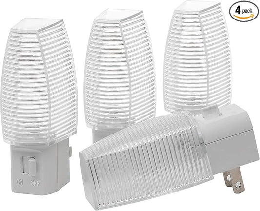 DEWENWILS Plug in Night Light with Switch, Manual ON Off LED Nightlight for Kids, Nursery, Bedroom, Bathroom, Hallway, Stairways, Corridor, Garage, Warm White, UL Listed, 4 Pack