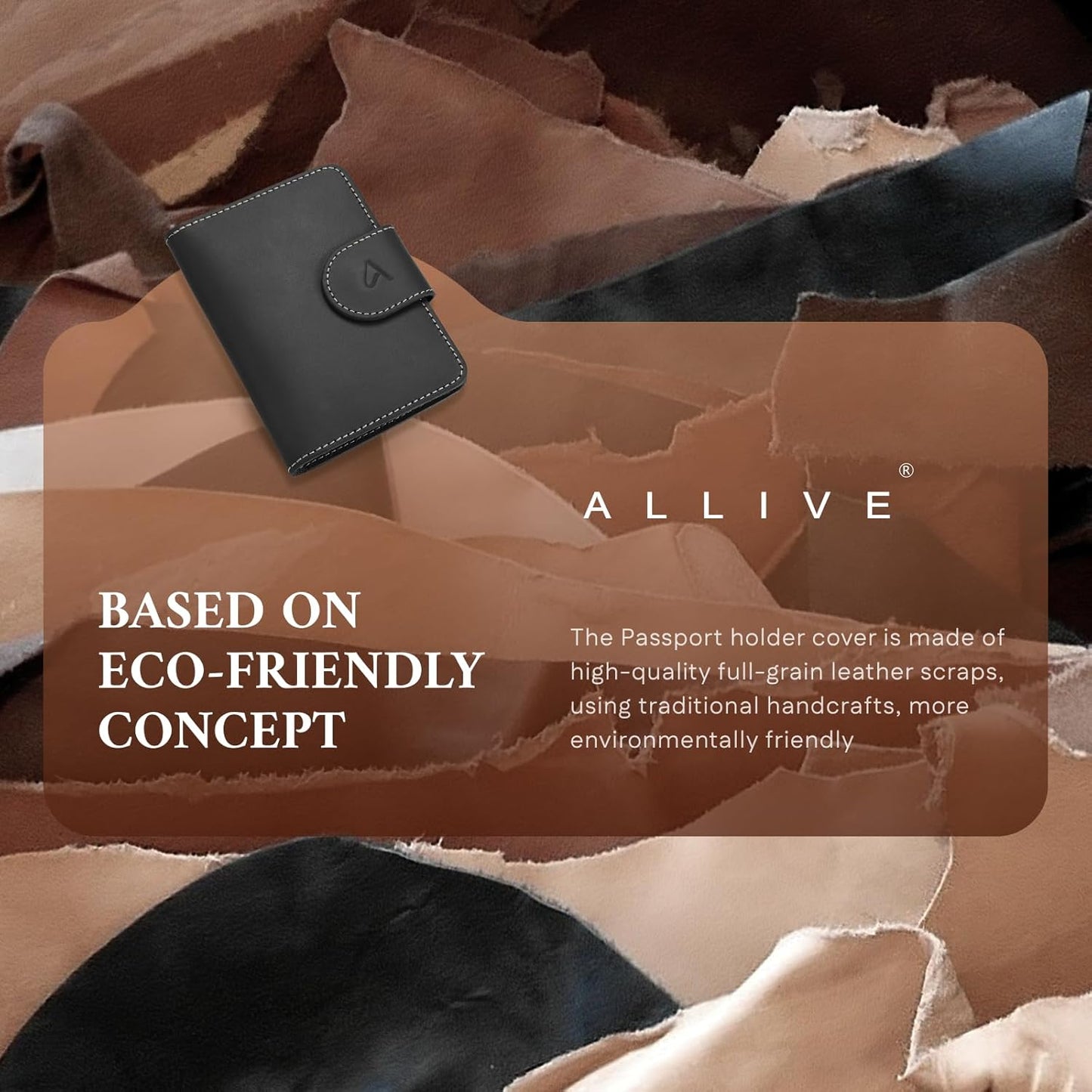 ALLIVE Passport Holder for Travel, Genuine Leather Passport Holder with AirTag Hidden Pocket, Rfid Blocking Passport Cover Travel Wallet for Women Men, Airport Essentials Gift (Black)