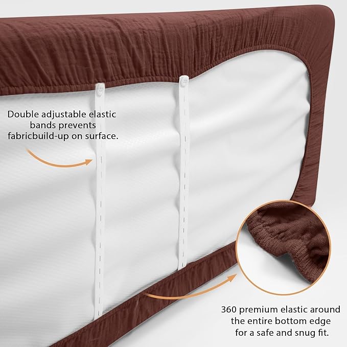 2 Pack Soft Muslin Baby Crib Sheets, 100% Cotton Breathable Double Layer Fitted Sheets for Standard Crib and Toddler Bed Mattresses 28x52 Inches, for Baby Girls and Boys (Cedar & Cream