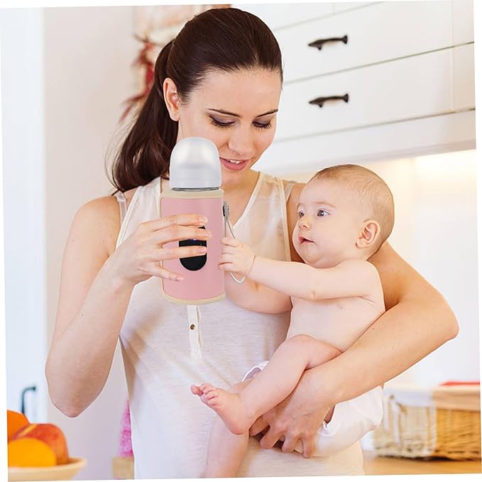Portable Baby Bottle Warmer Portable Bottle Warmer 18W Quick Heating Baby Bottle Warmer Temperature Adjustable USB Baby Bottle Heater for Home Family Style 2