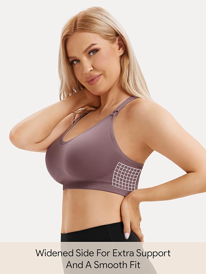 Angelhood Nursing Bras for Breastfeeding, Seamless Nursing Sports Bra Support Yoga Maternity Bras Pregnancy Sleep Bralette