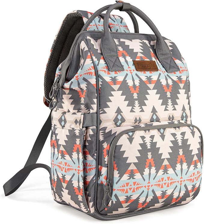 Montana West Wrangler Callie Diaper Bag Backpack with Stroller Straps Southwestern Multifunction Baby Travel Bag WG2210-9110GY