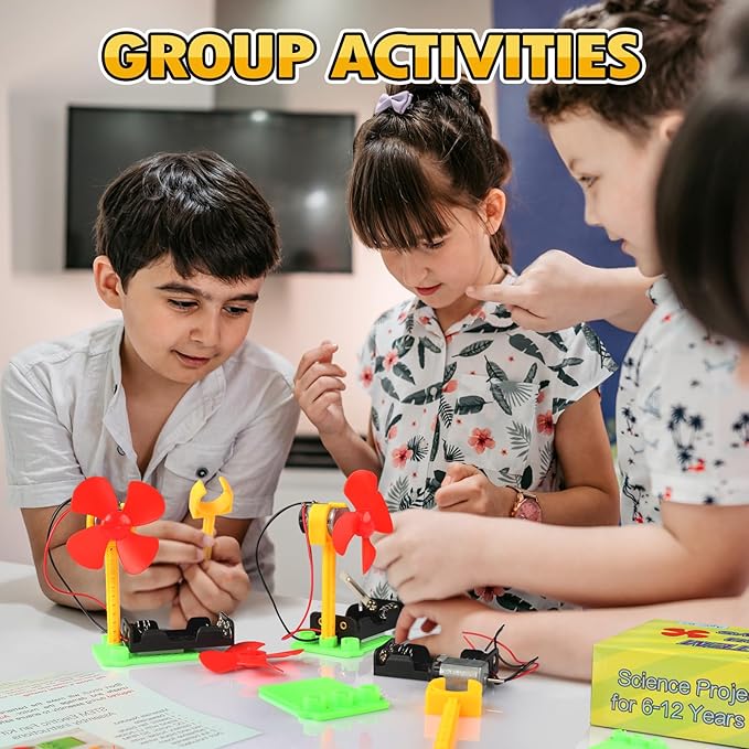 STEM Toys Science Kits, 7 Bulk Electric Circuit Kit for Kids Classroom, STEAM Activities Crafts Electrical Experiment 2nd 4th 5th Grade STEM Gifts, Build a Fan Activity Projects School Party Favors