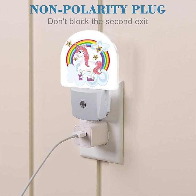 Cartoon Cute Rainbow Horse Night Light for Kids, LED Night Light Plug into Wall with Dusk to Dawn Sensor for Girls Boys Women Men Room Decor, Hallway, Kitchen, Bathroom, Nursery, Stairs
