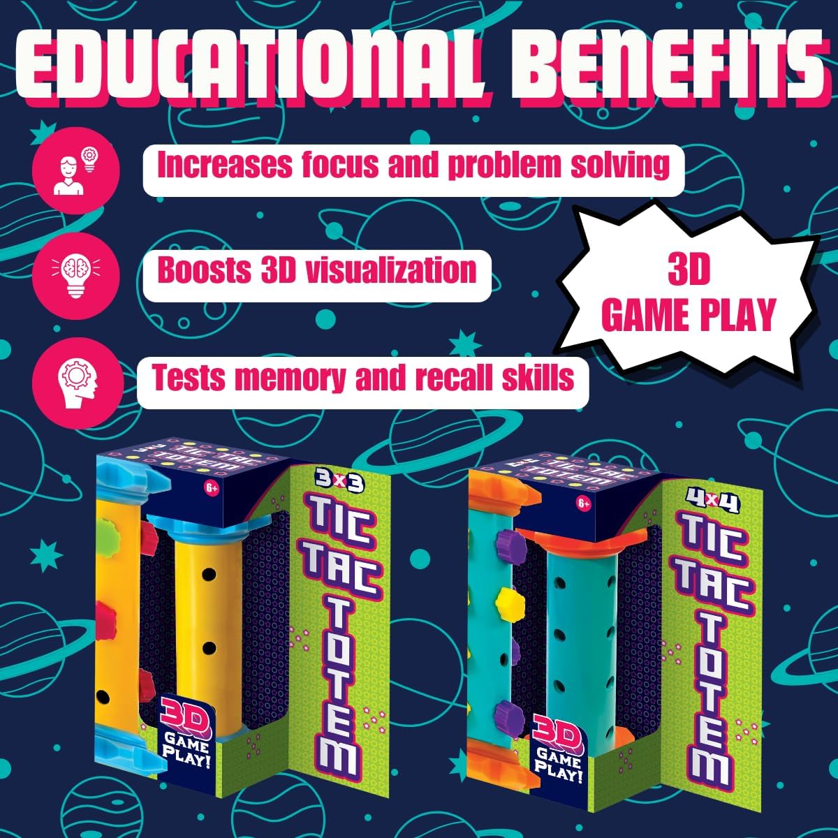 Challenge Your Mind with Tic Tac Totem: 3D Tic Tac Toe Travel Game & Brain Game for Strategy Enthusiasts, Ages 6+ (3x3)