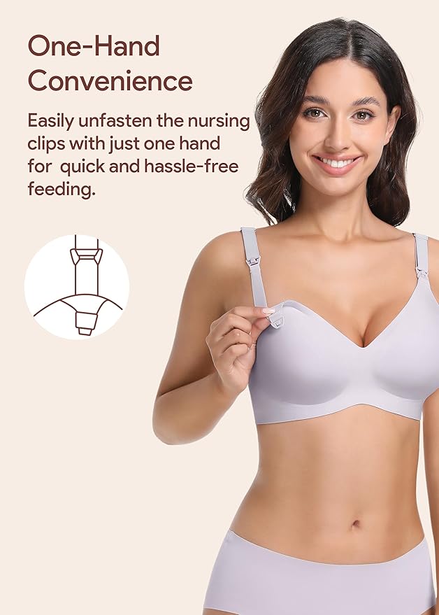 Maternity Nursing Bras Wireless Seamless Ultra-Soft Comfort for Breastfeeding Pregnancy Easy One-Handed Access Sleep Bra