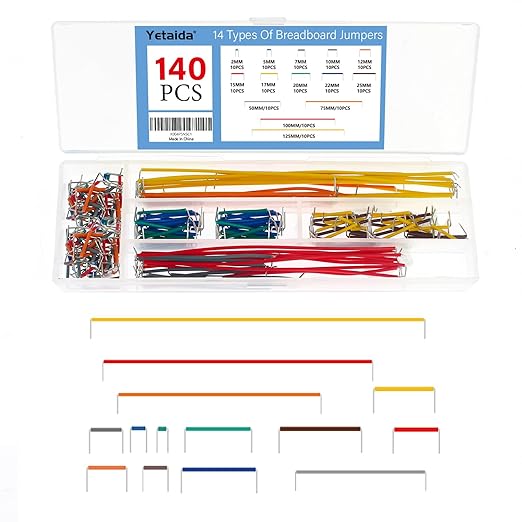 140 Jumper Wires Kit 14 Lengths Assorted Preformed Breadboard Jumper Wire, for Prototyping Solder Circuits, with Free Box