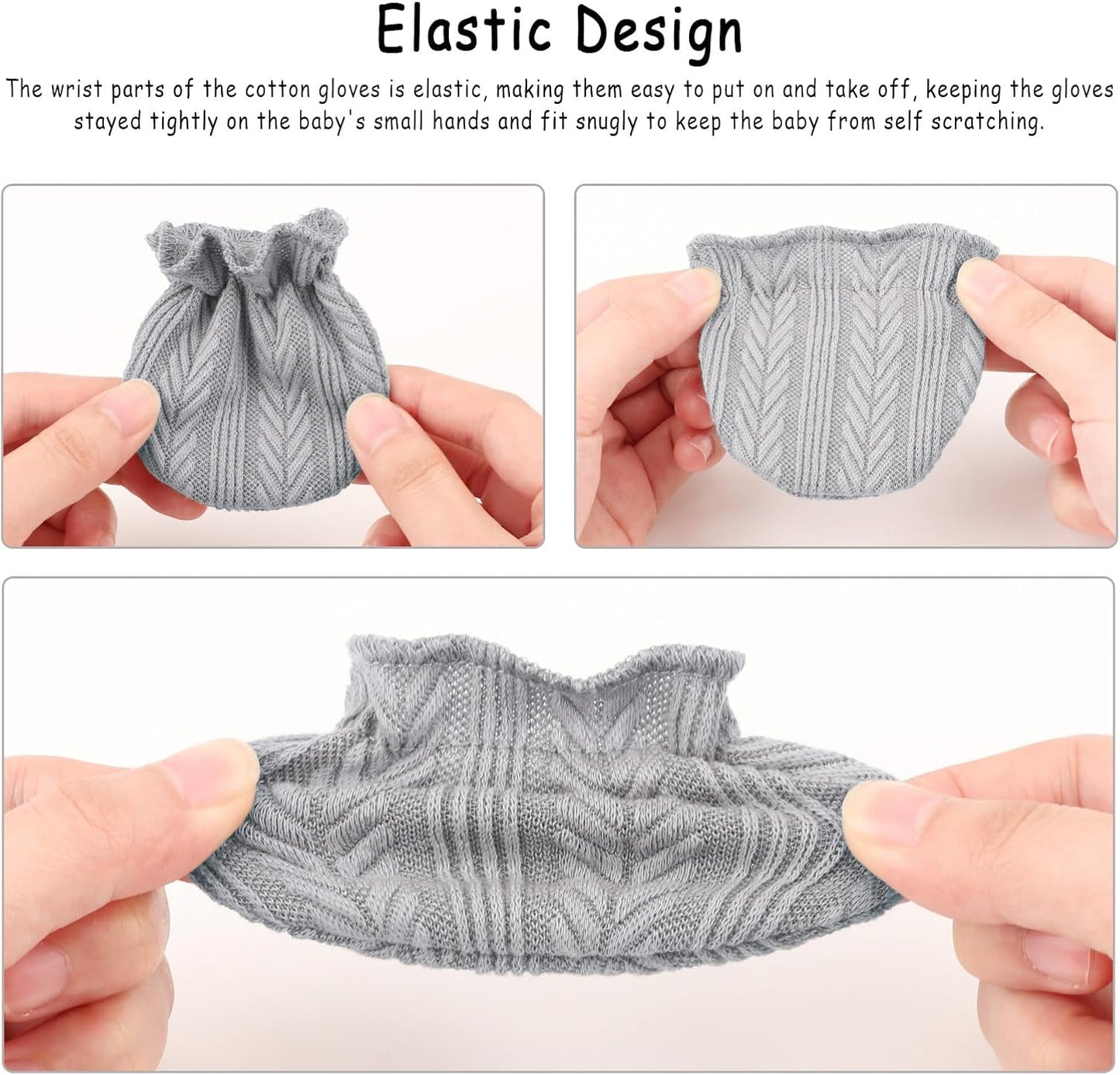 Newborn Baby Mittens No Scratch Cotton Elastic Wrist Gloves Infant Toddler Mittens for Baby Boy Girl 0-6 Months