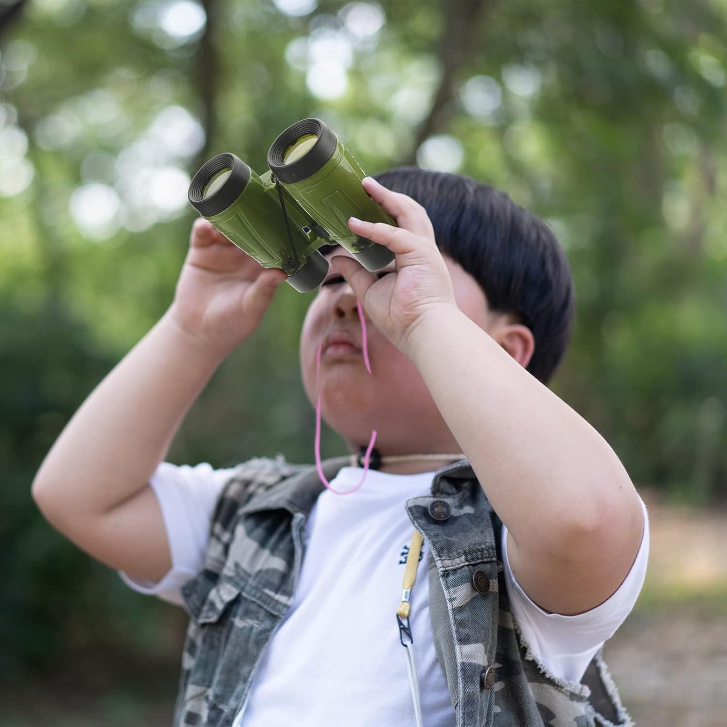 Deekin 16 Toy Binoculars for Kids with Neck String Learning Novelty Binocular Bulk Jungle Safari Hunting Party Favor for Explorer Gifts Bird Watching Camping Hunting, 4.3 x 4.1 Inch(Multicolor)