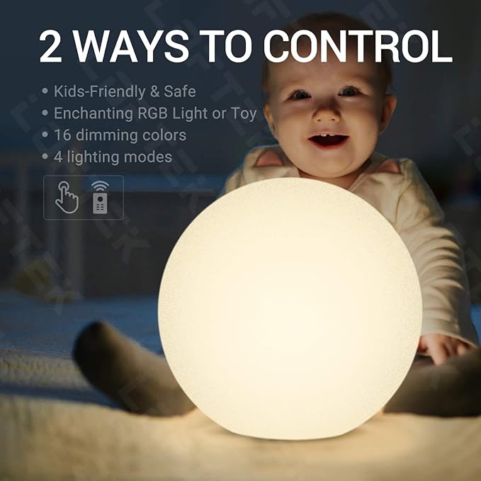 LOFTEK 16-inch Large Nursery Night Light Ball: 16 Colors Change Floating Light with Remote Control, Rechargeable and Waterproof Night Lights,for Home Decor Study Area, Living Room