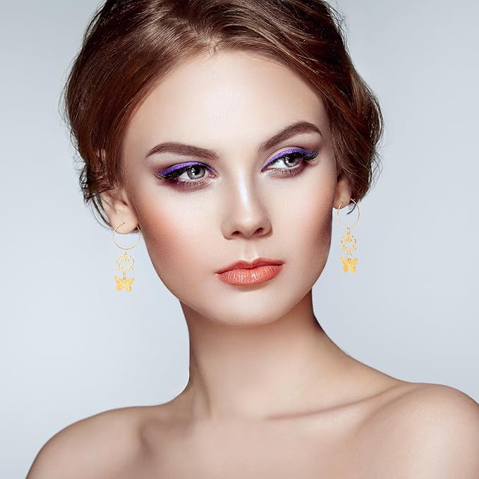 Pndeyo 120pcs Hypoallergenic Earring Beading Hoops, 20mm 25mm 30mm 35mm Round Hoop Earrings Findings, Open Earring Wire Ring Accessories for Jewelry Making- Gold