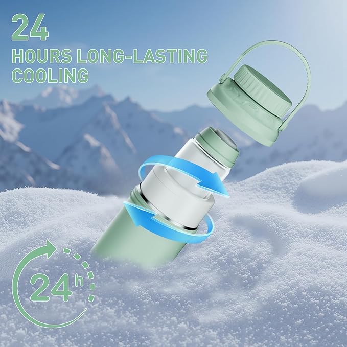 Portable Breast Milk Cooler Bottle - 22oz Breastmilk Chiller for Outdoor Travel Mom, Keeps Milk Fresh Cooling for 24 Hours, Breastfeeding Essentials with 2pcs Bottle for Breastmilk Storage