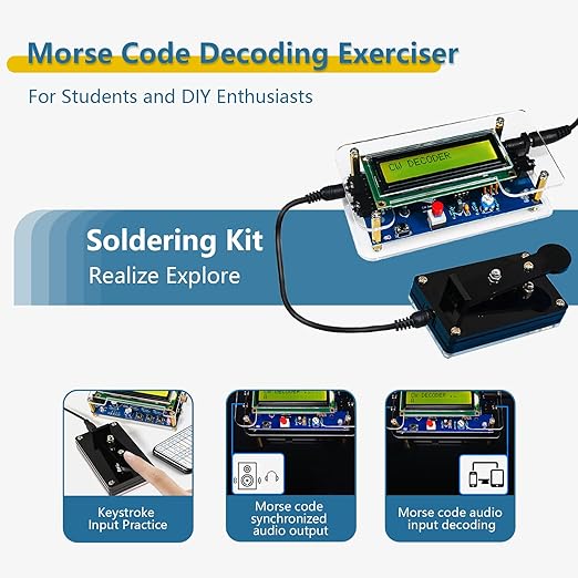 EIELE Soldering Practice Kit Morse Code Decoder CW Morse Code Practice CW Audio Input Excellent Soldering Practice Project Ideal for School Teaching and Beginners （Requires Soldering）