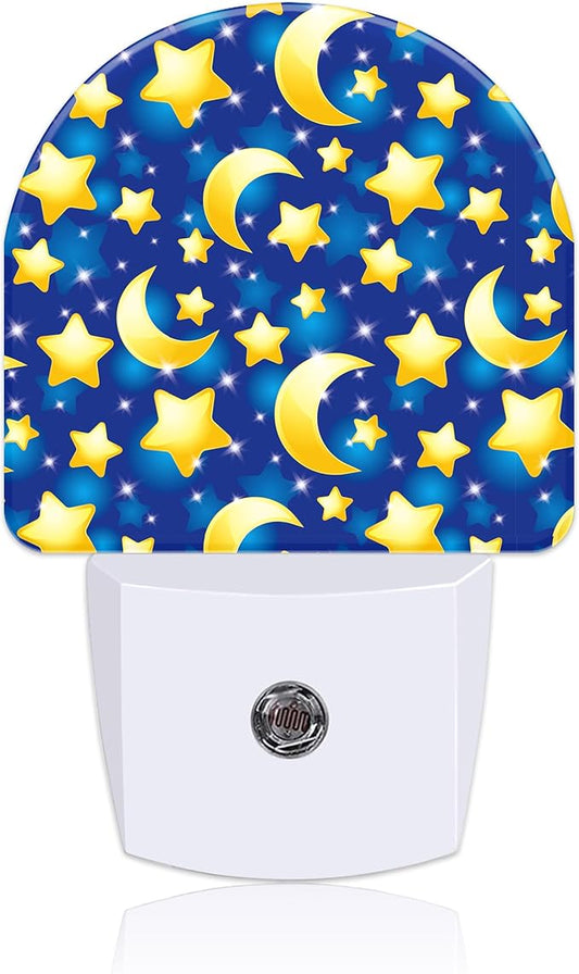Stars and Moon in Night Sky Night Light Plug into Wall with Dusk to Dawn Sensor Cute Nightlight for Kid Girls Boys Women Men Room Decor, Hallway, Kitchen, Bathroom, Nursery, Stairs