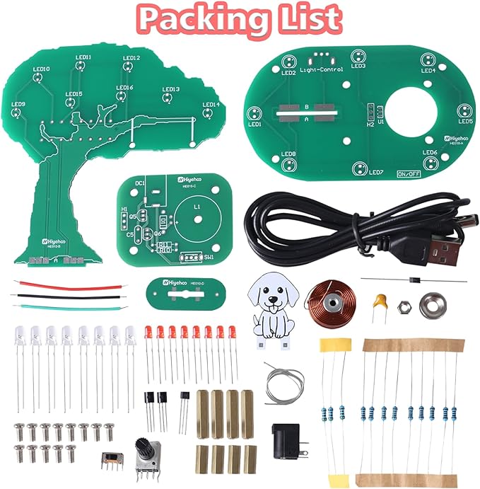 Dog Swing Soldering Project, ICSTATION Electromagnetic Swing Soldering Practice Kits with RGB LED Lights DIY Electronics Kit for School Education Creative Present Desktop Decoration