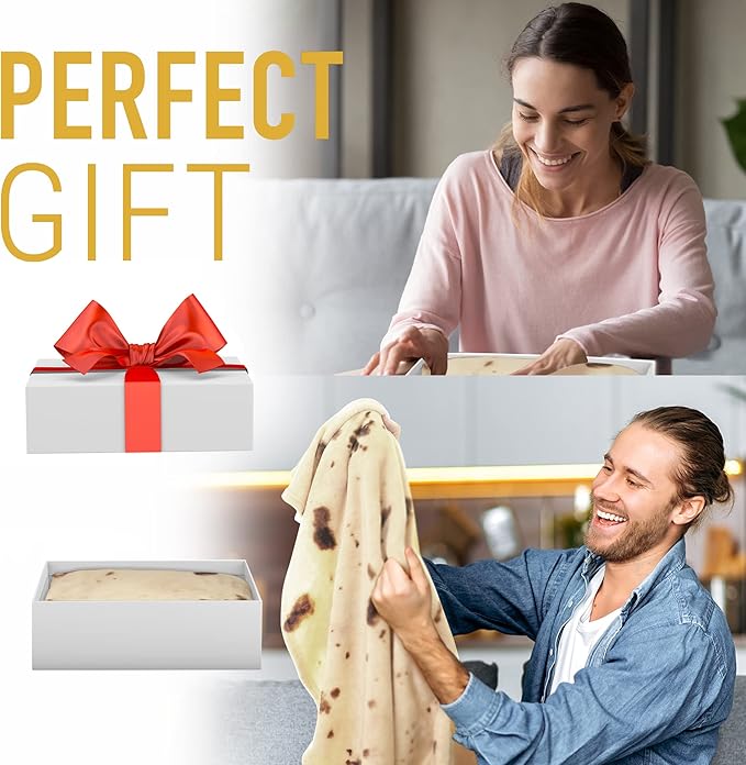 Zulay Burritos Tortilla Blanket Wrap - Double Sided Large 71 Inch Flannel Round Blanket - Premium 280 GSM - Fun White Elephant Gift for Adults