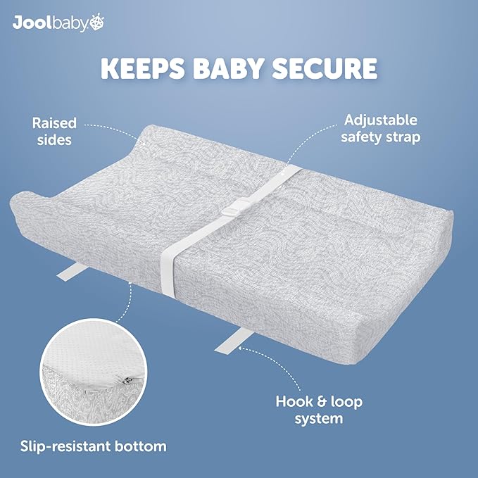 Jool Baby Changing Pad Covers (2 Pack) Soft & Comfortable, Fits Most Standard Diaper Changing Pads (Off-White & Gray-Wave)