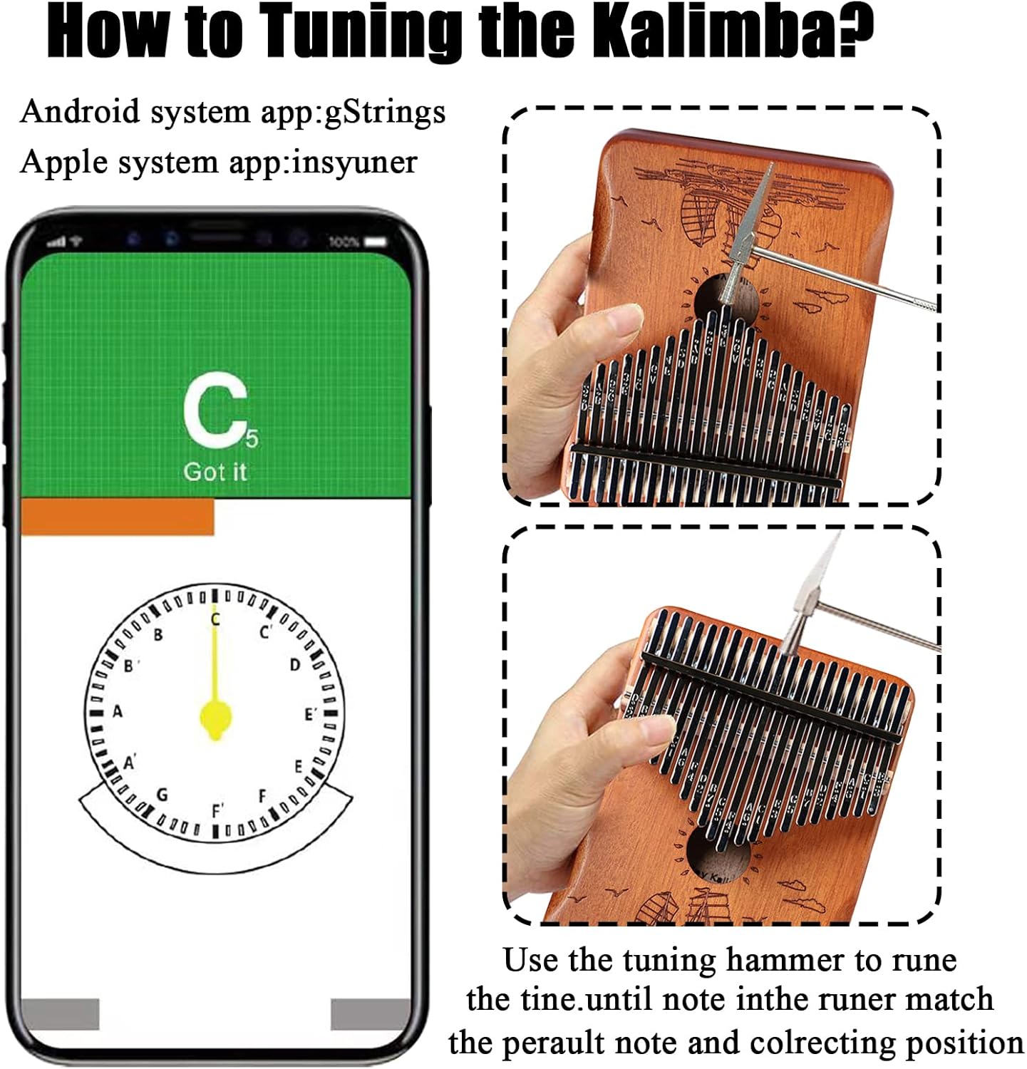 Finger Piano Kalimba 21 Keys, Calimba, Kalimba 21 Key with Tuning Hammer and Instructions, Sail Away Thumb Piano for Adults and Beginners(Brown)