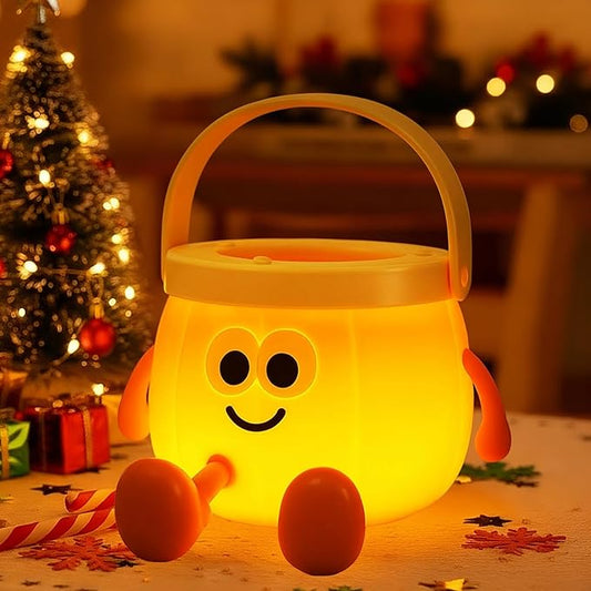 Pumpkin Night Light for Kids, Rechargeable Bedside Lamp, Portable Handheld Night Lamps, Pumpkin Lantern Lamp for Office, Room Decor, Cute Sleep Nightlight, Funny Gifts for Baby Teen Adult