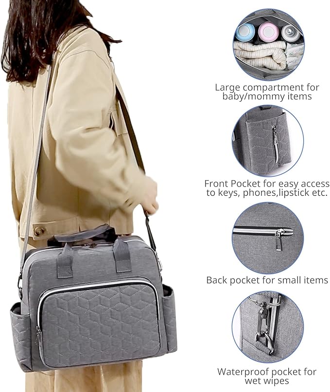 GOGOSO Crossbody Small Diaper Bag, Cute Mini Baby Diaper Tote Bags with Insulated Pockets for Traveling Outdoor Parent,l, Baby Necessities Bag