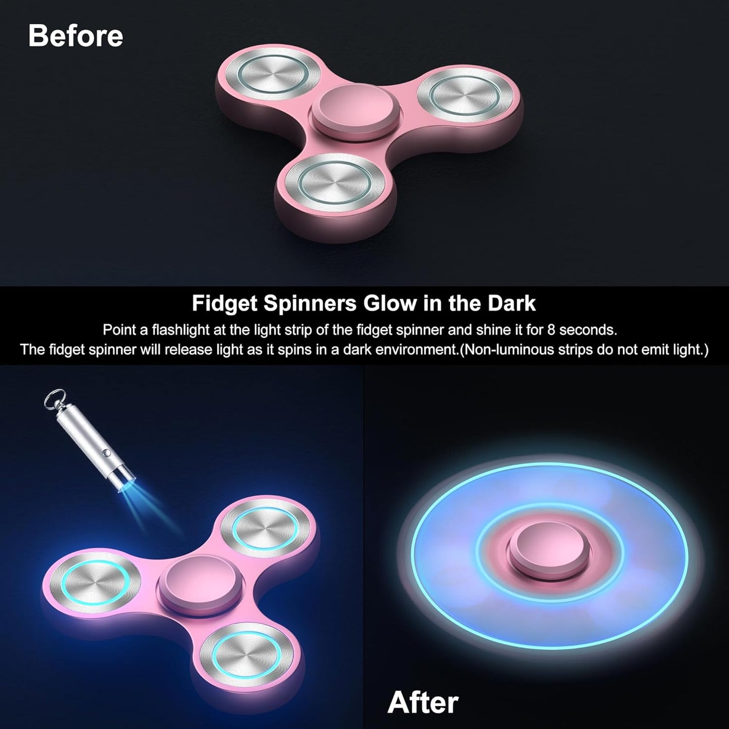 Fidget Spinners Toy, Metal Stainless Steel Bearing High Speed 4-8 Min Spins, EDC ADHD Stress Anxiety Relieves Fidgets Finger Toys, Spinner Toys for Kids and Adults