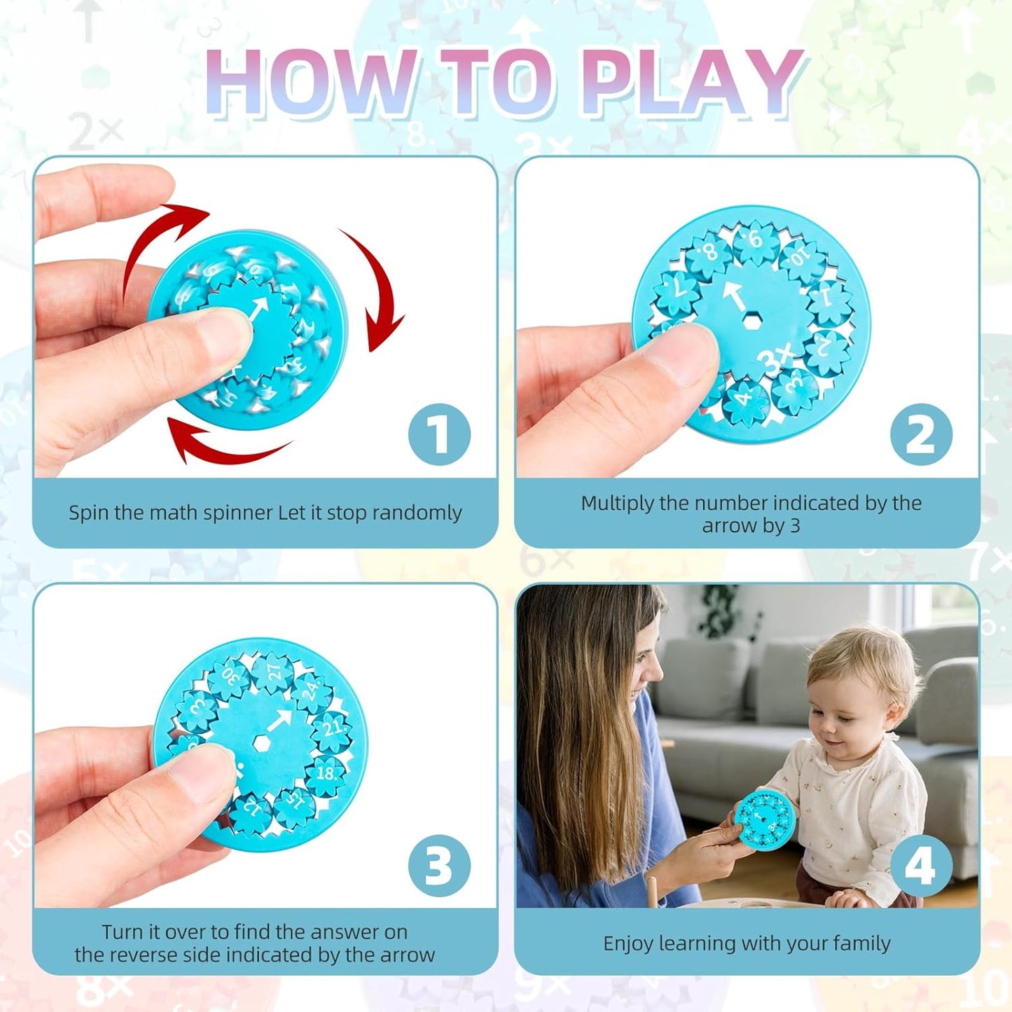 Math Fidget Spinner Math Facts Fidget Spinner Math Multiplication Fidget Spinner Educational Math Fact Fidget Spinners Fidget Spinner Toy for Kids Stimmers and Fidgeters (Multiply Or Divide 9pcs)