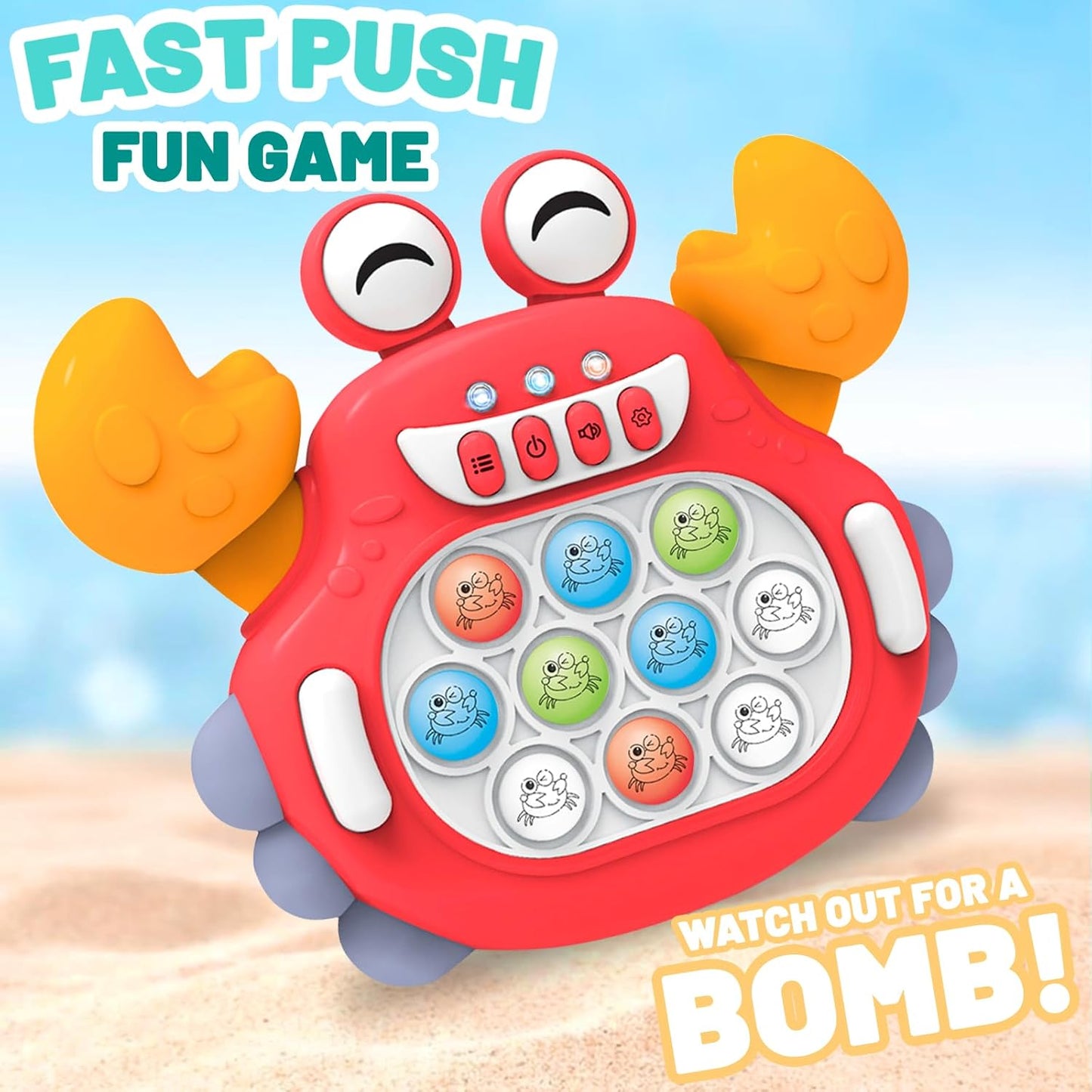 Fast Push Game, Pop Bubble Fidget Toy Quick Push Light Up Popping Game Toys for Ages 4-12, Birthday Gifts for Boys & Girls & Teens