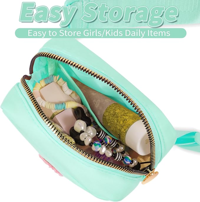 Mini Belt Bag Fanny Pack with Initials Letter Patch Small Crossbody Bags Cute Stuff Birthday Gifts for Teenager Girls Trendy Stuff for Teens - Light Green,A