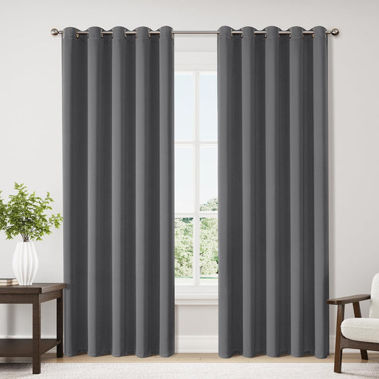 ChrisDowa Blackout Curtains 70 inches Wide for Bedroom - 2 Panels Set Extra Wide Grommet Thermal Insulated Room Darkening Curtains for Living Room (Grey, 70 x 84 Inch)
