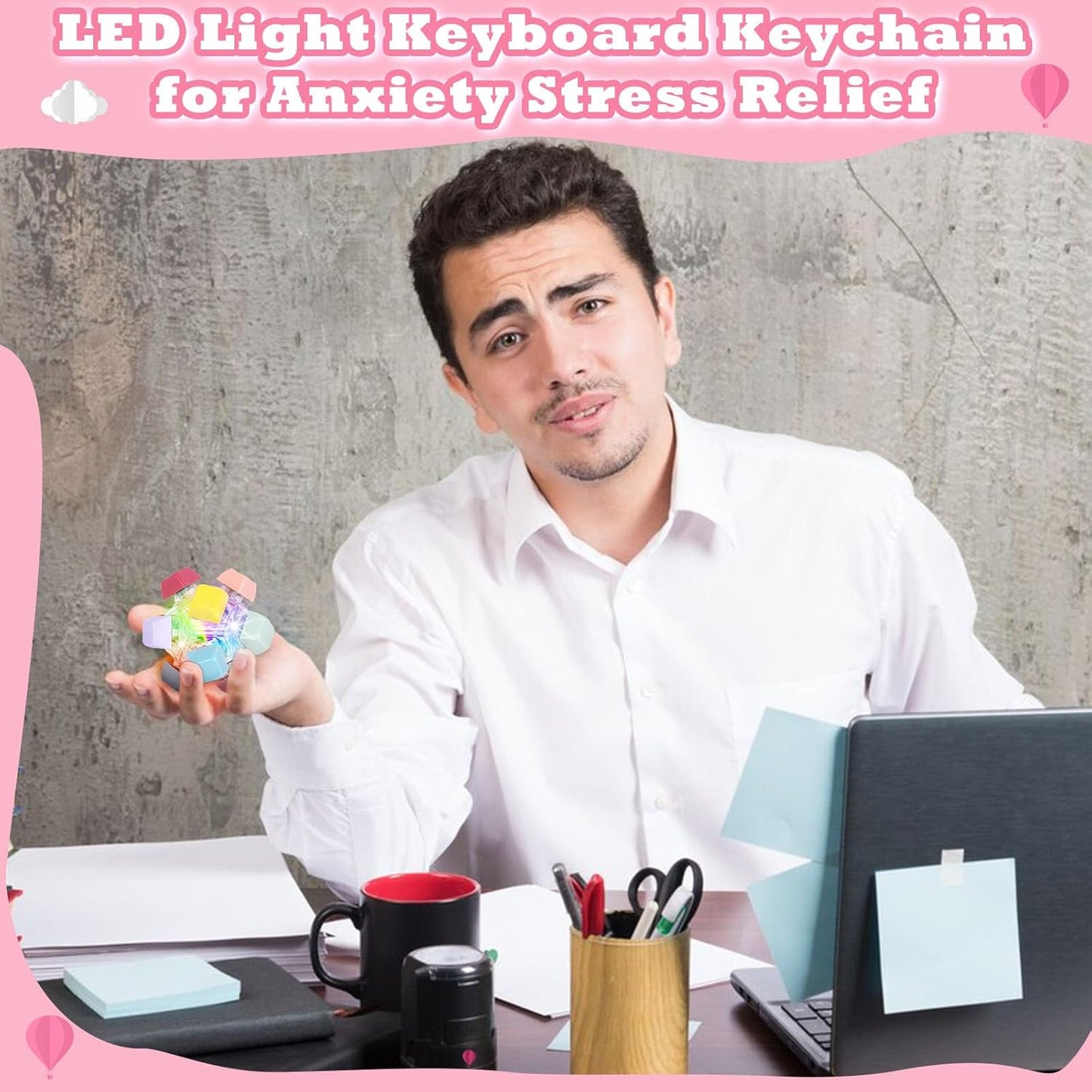 Keyboard Fidget Toy for Adults Keyboard Clicker with LED Light Fidget Stress Relief Sensory Toy