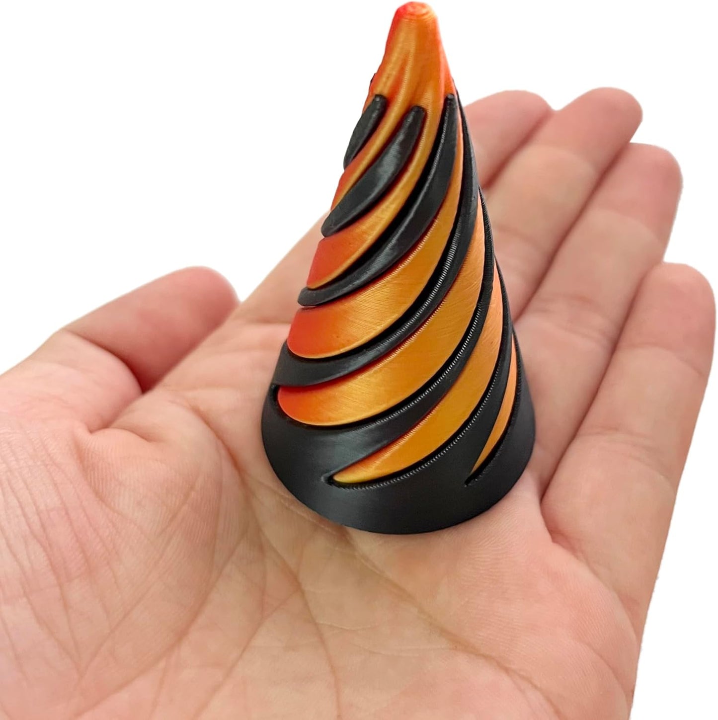 Spiral Cone Fidget Toy - 2PCS, 3D Printed Spiral Cone Toy, Impossible Cone Toys, Pass Through Pyramid Fidget Toy, Mini Vortex Thread Illusion, Spiral Decompression Push Toys (Cone + Cylinder)