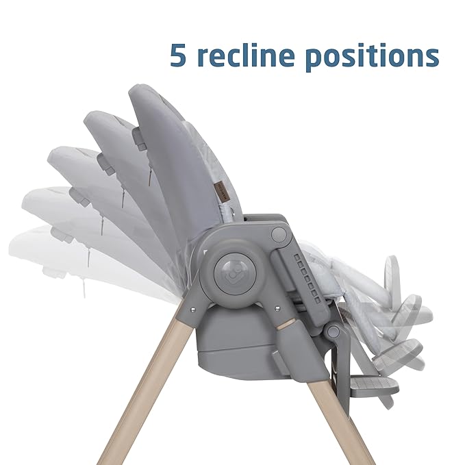 Maxi-Cosi Minla 6-in-1 High Chair for Babies & Toddlers, Portable Foldable Highchair, EcoCare Fabric, 9 Heights, 5 Reclines, 4 Tray Positions, Classic Slate