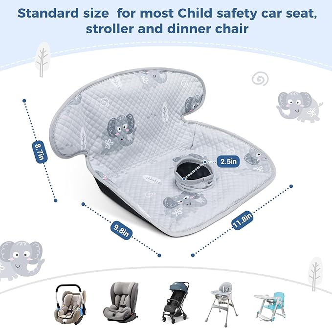 COOLBEBE Car Seat Protector for Potty Training, 2 Pack Dry Waterproof Car Seat Liner Toilet Training with Anti-Slip Backing, Baby Infant Toddler Piddle Pads Cover Pad for Strollers, Carseat (Grey)