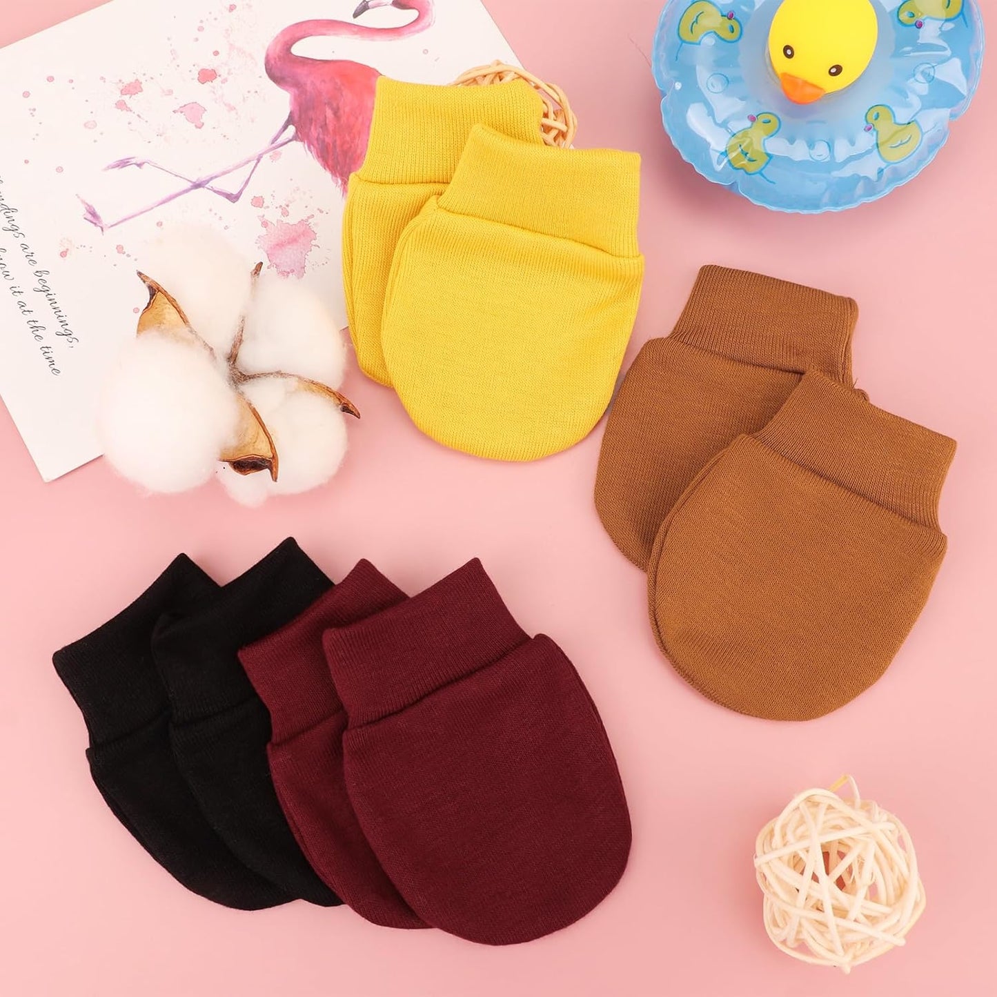 Newborn Baby Mittens No Scratch Cotton Elastic Wrist Gloves Infant Toddler Mittens for Baby Boy Girl 0-6 Months