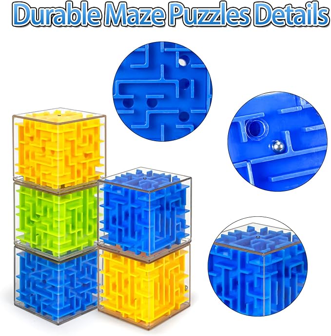 10 Pack Maze Puzzle Cubes, 3D Magic Cube Bulk Brain Teasers for Kids and Adults Educational Puzzle Boxes, Kids Party Favors & Classroom Prizes Puzzles Toys, Color Random(Not Money Maze)