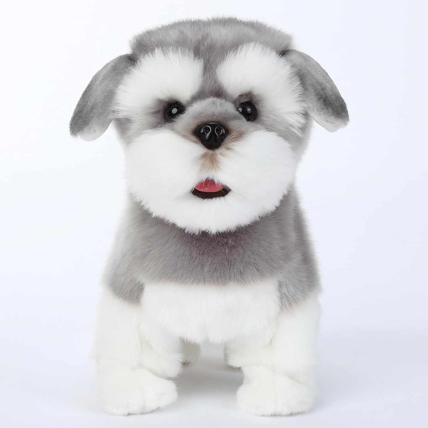 CU-MATE Interactive Plush Schnauzer Dog Toy,Companion Robot Dog Pets,Handmade Weighted Stuffed Animals,Electronic Toy with Walking/Barking/Wagging Tail/Talking