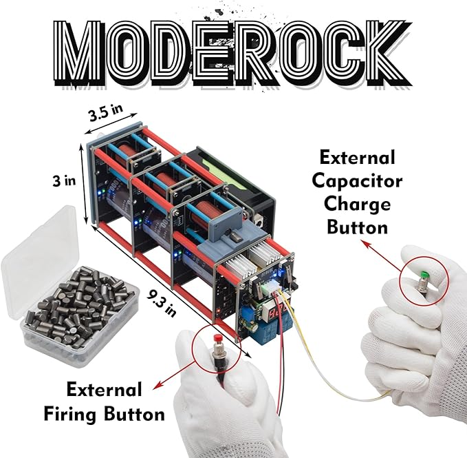 Electromagnetic Accelerator Gun Cannon High Voltage, DIY Integration Multi-Level Coil Kit, for Science Physics Teaching Experiment Tool College Education Model, High-Tech Toys,Integrated Boost Circuit