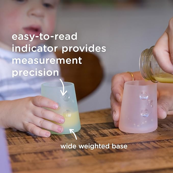 Olababy First Cup | Clear Sense 100% Silicone Infant Trainer Cup | 2oz Medicine Cup for Newborn | Non-Slip & Sloping Design for Tiny Hands & Baby Led Weaning (Kiwi, 1 Cup)