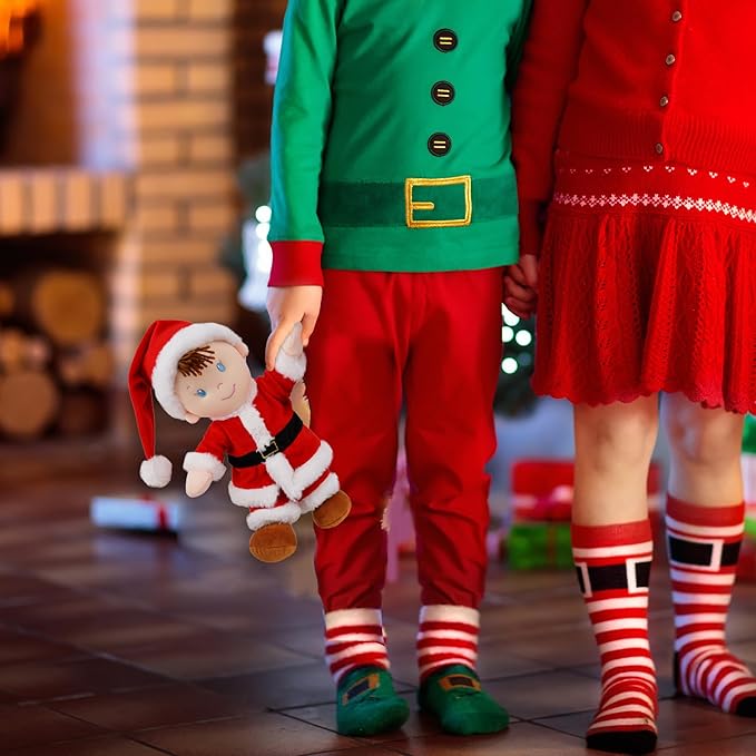 June Garden 14" Soft Dolly Santa - Stuffed Soft Baby Boy Doll for Birth and Up - Christmas Special Edition