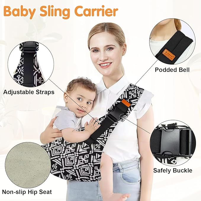 Baby Sling Carrier,Toddler Carrier,Upgraded 2025 Baby Sling with 4 Adjustable Straps(10-30lbs),Lightweight,Portable and One Size Fits All(Blue)