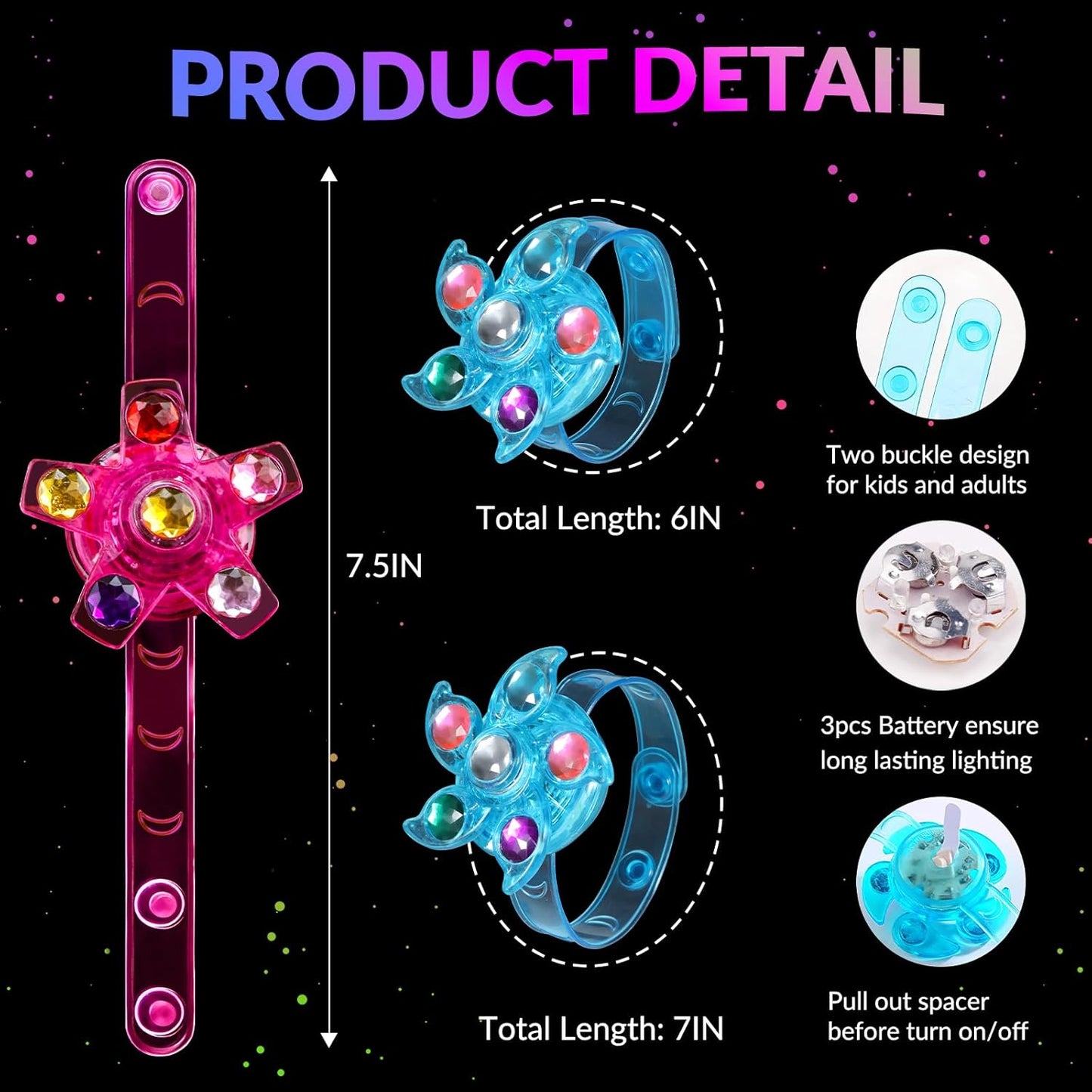 14 Pack LED Light Up Fidget Spinner Bracelets Party Favors for Kids 4-8 8-12, Glow in The Dark Party Supplies, Back to School Gift for Students, Return Gifts for Kids Birthday Halloween Classroom