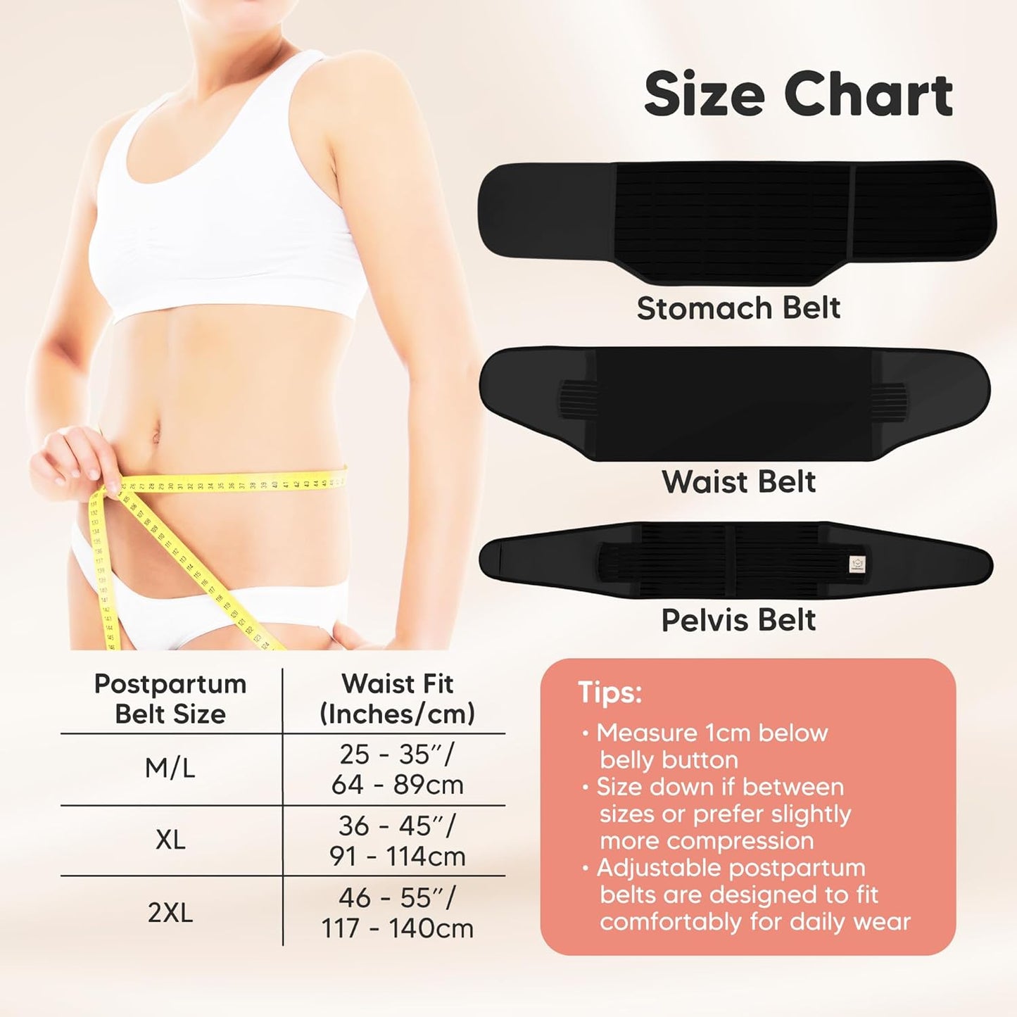 3 in 1 Postpartum Belly Support Recovery Wrap – Postpartum Belly Band, After Birth Brace, Slimming Girdles, Body Shaper Waist Shapewear, Post Surgery Pregnancy Belly Support Band (Midnight Black, M/L)
